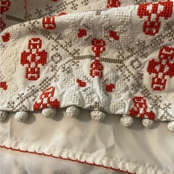 Anthropologie Maeve Blomma Embroidered Cross stitch Pom Pom skirt size… - Picture 9 of 14